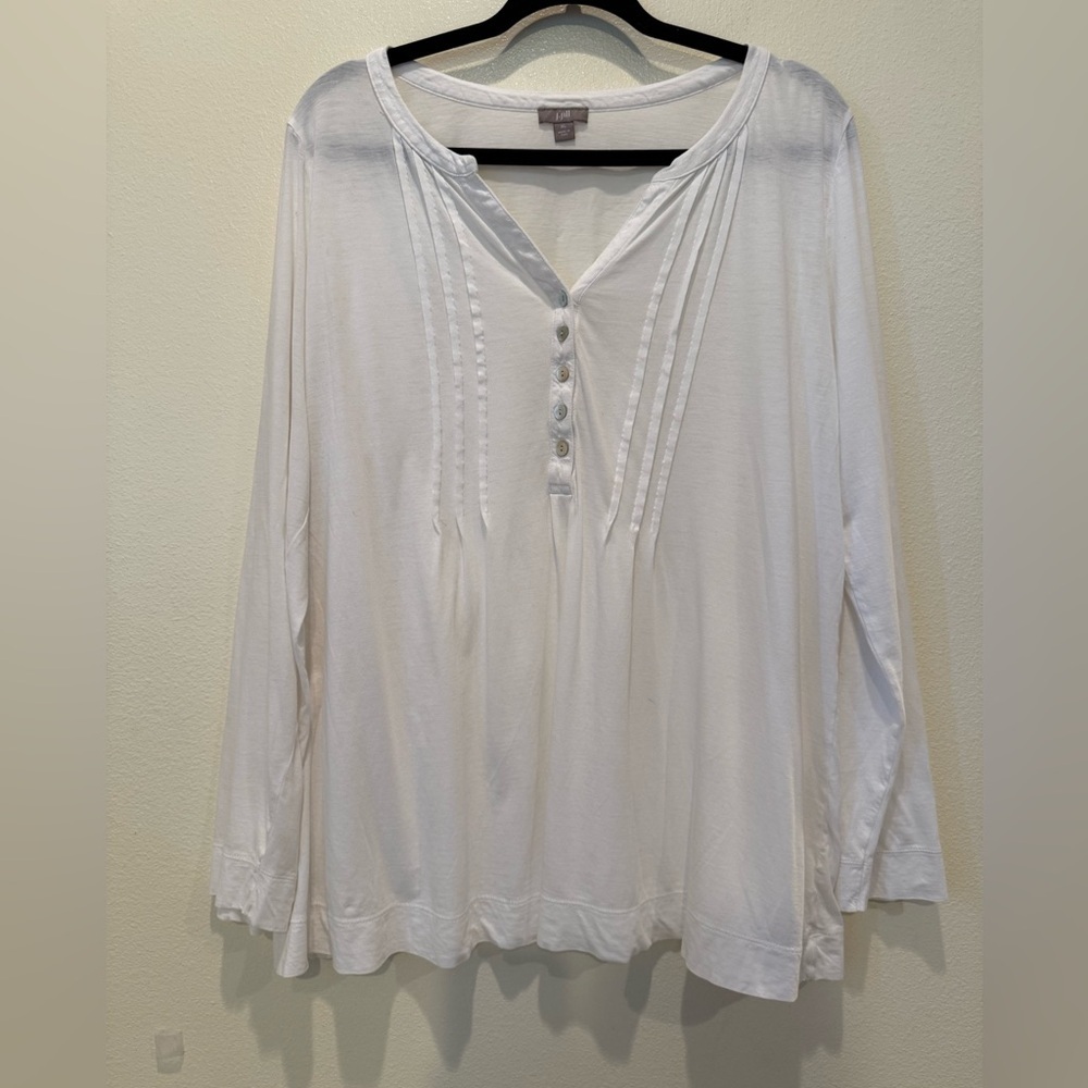J. Jill White Long Sleeve Button-Front Top